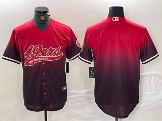 Men's San Francisco 49ers Blank Red Black With Patch Cool Base Stitched Baseball Jersey