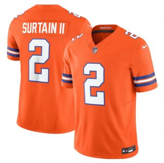 Men's Denver Broncos #2 Pat Surtain II Orange Mile High Collection F.U.S.E. 1977 Throwback Vapor Limited Stitched Jersey