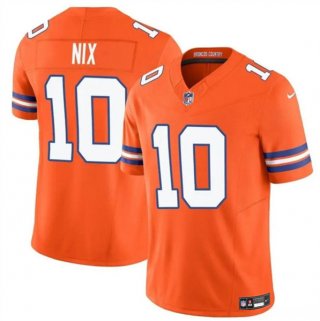 Men's Denver Broncos #10 Bo Nix Orange F.U.S.E. Mile High Collection 1977 Throwback Vapor Limited Football Stitched Jersey