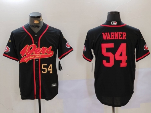 Men's San Francisco 49ers #54 Fred Warner Black With Patch Cool Base Stitched Baseball Jerseys