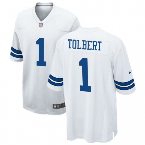 Men's Dallas Cowboys #1 Jalen Tolbert White Vapor Limited Jersey