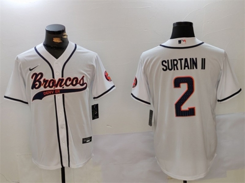 Men's Denver Broncos #2 Pat Surtain II White Cool Base Stitched Baseball Jersey