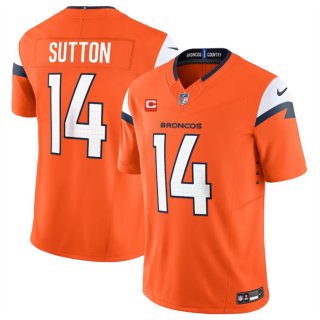 Men's Denver Broncos #14 Courtland Sutton Orange 2024 F.U.S.E. With 4-Star C Patch Vapor Limited Stitched Football Jersey