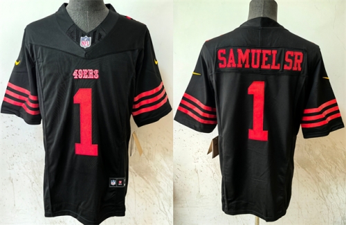 Men's San Francisco 49ers #1 Deebo Samuel Sr Black 2024 FUSE Vapor Limited Stitched Jersey