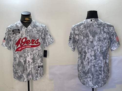 Men's San Francisco 49ers Blank Arctic Camo 2024 Salute to Service Stitched Baseball Jersey