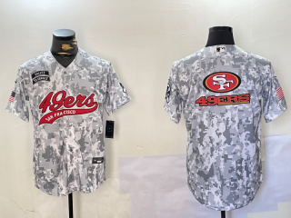 Men's San Francisco 49ers Blank Arctic Camo 2024 Salute to Service Stitched Baseball Jerseys