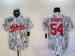 Men's San Francisco 49ers #54 Fred Warner Arctic Camo 2024 Salute to Service Stitched Baseball Jerseys