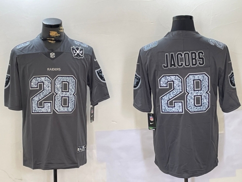 Men's Las Vegas Raiders #28 Josh Jacobs Grey Limited Stitched Jersey
