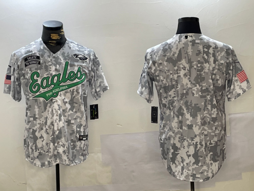 Men's Philadelphia Eagles Blank Arctic Camo 2024 Salute to Service Stitched Baseball Jersey