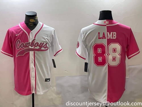 Men's Dallas Cowboys #88 CeeDee Lamb 2024 Arctic white red Stitched Baseball Jersey