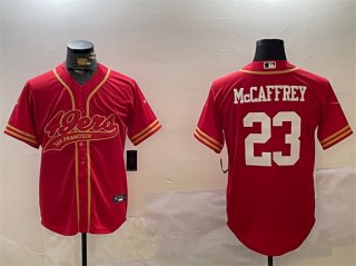 Men's San Francisco 49ers #23 Christian McCaffrey Red Cool Base Stitched Baseball Jersey