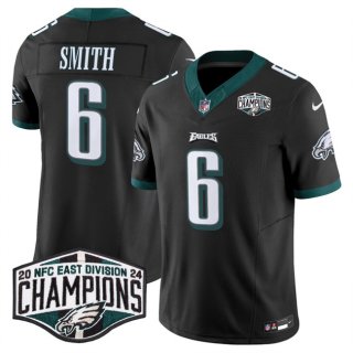 Men's Philadelphia Eagles #6 DeVonta Smith Black 2024 NFC East Champions F.U.S.E. Vapor Untouchable Limited Stitched Football Jersey