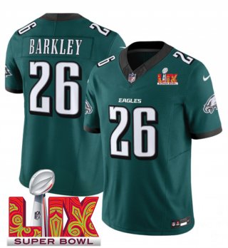 Men's Philadelphia Eagles #26 Saquon Barkley Green 2025 Super Bowl LIX Patch New F.U.S.E. Vapor Untouchable Limited Stitched Football Jersey