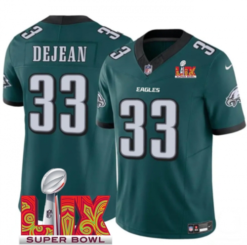 Big Size Men's Philadelphia Eagles #33 Cooper DeJean Green 2025 Super Bowl LIX Patch New F.U.S.E. Vapor Untouchable Limited Stitched Football Jersey