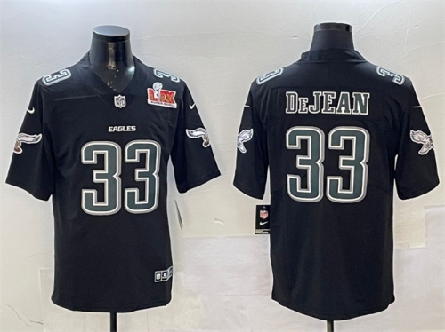 Men's Philadelphia Eagles #33 Cooper DeJean Black 2025 Super Bowl LIX Patch Fashion New Vapor Untouchable Limited Stitched Football Jersey