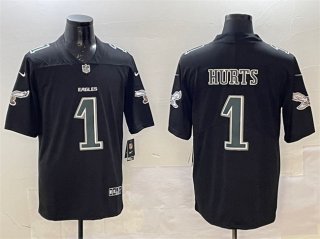 Men's Philadelphia Eagles #1 Jalen Hurts Black Fashion New Vapor Untouchable Limited Stitched Football Jersey