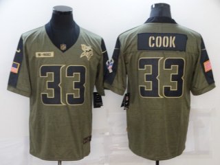 Men's Minnesota Vikings #33 Dalvin Cook Nike Olive 2021 Salute To Service Limited Player Jersey