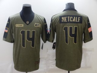 Men's Seattle Seahawks #14 DK Metcalf Nike Olive 2021 Salute To Service Limited Player Jersey