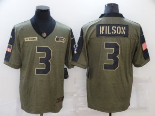 Men's Seattle Seahawks #3 Russell Wilson Nike Olive 2021 Salute To Service Limited Player Jersey