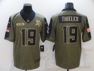 Men's Minnesota Vikings #19 Adam Thielen 2021 Olive Salute To Service Limited Stitched Jersey