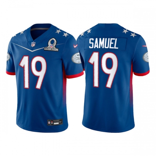 Men's San Francisco 49ers #19 Deebo Samuel 2022 Royal NFC Pro Bowl Stitched Jersey