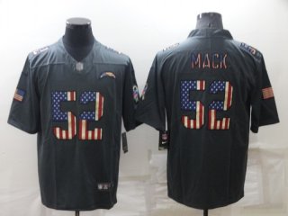 Men's Los Angeles Chargers #52 Khalil Mack Grey Salute To Service USA Flag Stitched Jersey