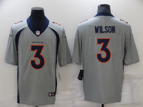 Men's Denver Broncos #3 Russell Wilson Grey Vapor Untouchable Limited Stitched Jersey