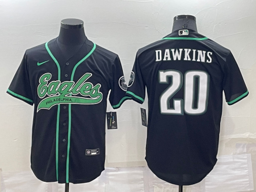 Men's Philadelphia Eagles #20 Brian Dawkins Black Stitched Cool Base Nike Baseball Jersey