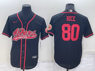 Men's San Francisco 49ers #80 Jerry Rice Black Stitched Cool Base Nike Baseball Jersey