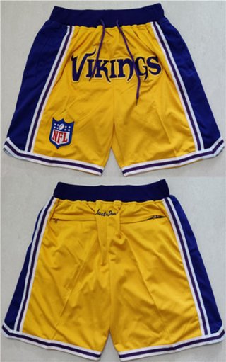 Men's Minnesota Vikings Yellow Just Don Swingman Throwback Shorts