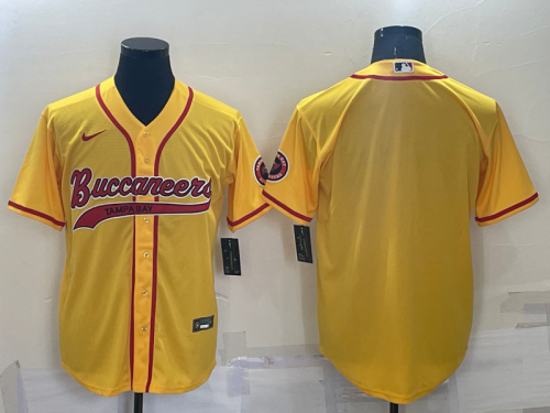 Men's Tampa Bay Buccaneers Blank Yellow Stitched Cool Base Nike Baseball Jersey