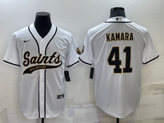 Men's New Orleans Saints #41 Alvin Kamara White Stitched MLB Cool Base Nike Baseball Jersey