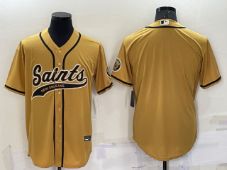 Men's New Orleans Saints Blank Gold Stitched Cool Base Nike Baseball Jersey