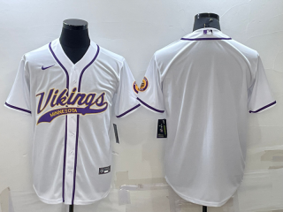 Men's Minnesota Vikings Blank White Stitched MLB Cool Base Nike Baseball Jersey