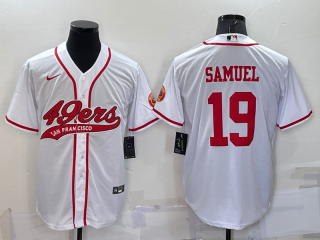 Men's San Francisco 49ers #19 Deebo Samuel White Stitched Cool Base Nike Baseball Jersey