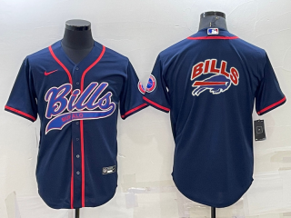 Men's Buffalo Bills Royal Team Big Logo With Patch Cool Base Stitched Baseball Jersey