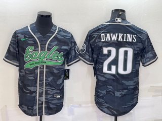 Men's Philadelphia Eagles #20 Brian Dawkins Grey Camo With Patch Cool Base Stitched Baseball Jersey