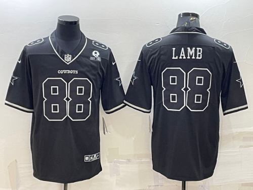 Men's Dallas Cowboys #88 CeeDee Lamb Black With 1960 Patch Limited Stitched Football Jersey