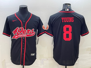 Men's San Francisco 49ers #8 Steve Young Black With Patch Cool Base Stitched Baseball Jersey