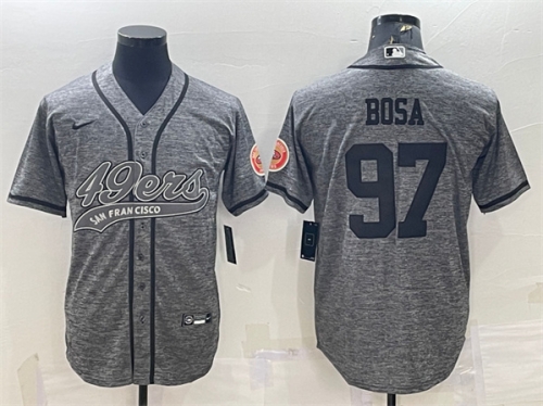 Men's San Francisco 49ers #97 Nick Bosa Gray With Patch Cool Base Stitched Baseball Jersey