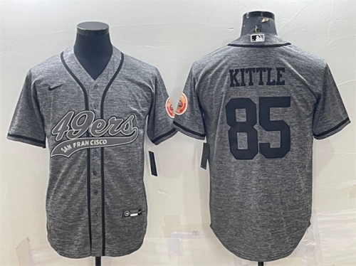 Men's San Francisco 49ers #85 George Kittle Gray With Patch Cool Base Stitched Baseball Jersey