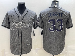 Men's Dallas Cowboys #33 Tony Dorsett Grey Gridiron With Patch Cool Base Stitched Baseball Jersey