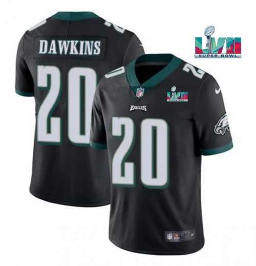 Men's Philadelphia Eagles #20 Brian Dawkins Black Super Bowl LVII Patch Vapor Untouchable Limited Stitched Jersey