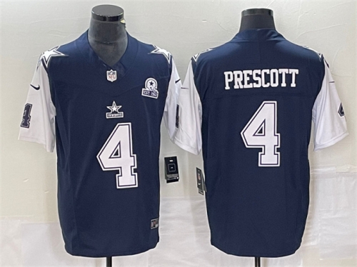 Men's Dallas Cowboys #4 Dak Prescott Navy 2023 F.U.S.E. With 1960 Patch Vapor Limited Stitched Football Jersey