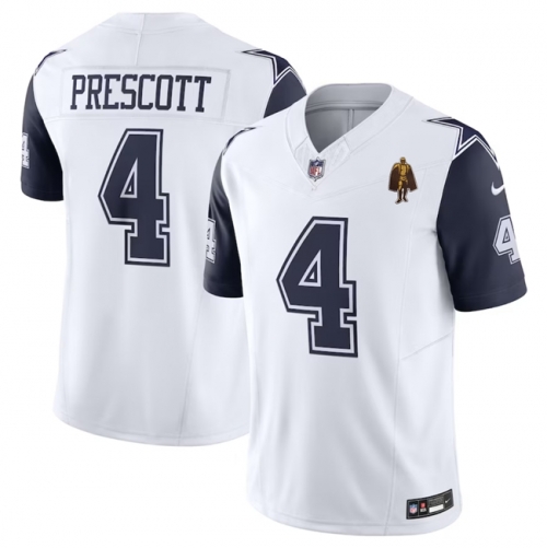 Men's Dallas Cowboys #4 Dak Prescott Navy 2023 F.U.S.E. With Walter Payton Patch Alternate Vapor Limited Football Stitched Jersey