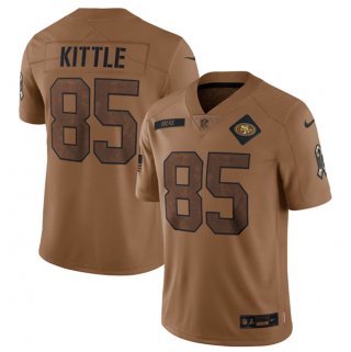 Men's San Francisco 49ers #85 George Kittle 2023 Brown Salute To Service Limited Football Stitched Jersey