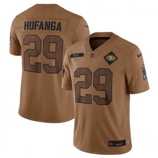 Men's San Francisco 49ers #29 Talanoa Hufanga 2023 Brown Salute To Service Limited Football Stitched Jersey