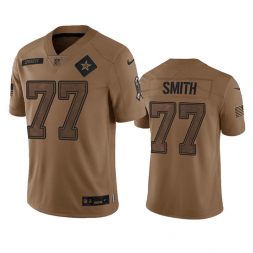 Men's Dallas Cowboys #77 Tyron Smith 2023 Brown Salute To Service Limited Football Stitched Jersey