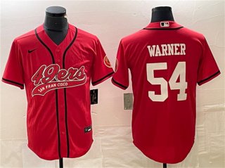 Men's San Francisco 49ers #54 Fred Warner Red Cool Base Stitched Baseball Jersey