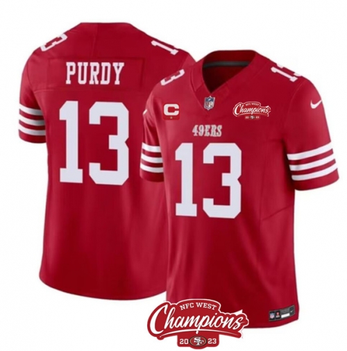 Men's San Francisco 49ers #13 Brock Purdy Red 2023 F.U.S.E. With 1-star C Ptach And NFC West Champions Patch Football Stitched Jersey